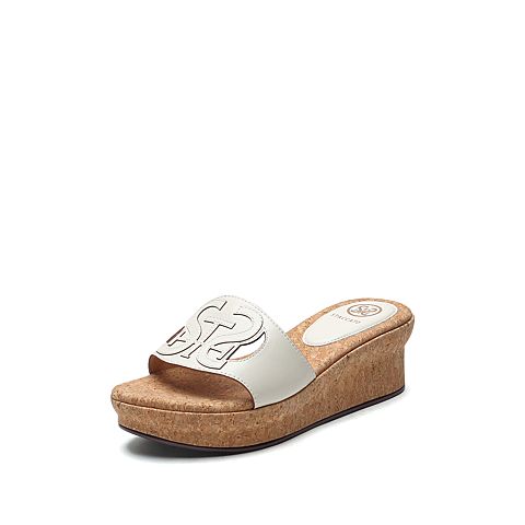 思加图2021夏季新款休闲坡跟鞋厚底可外穿女拖鞋时尚凉拖EYB61BT1