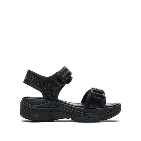 思加图2021夏季新款休闲运动凉鞋女厚底凉鞋魔术贴凉鞋B6406BL1