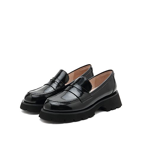 思加图2021秋季新款英伦风乐福鞋厚底便士鞋单鞋女鞋C2891CA1