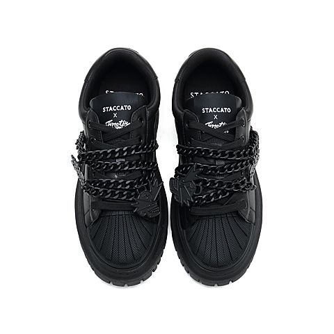 思加图2021秋季新款时尚链条系带厚底休闲鞋单鞋女皮鞋9AY83CM1