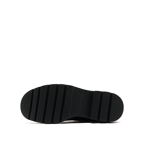 思加图2021冬季新款简约袜靴圆头粗跟弹力靴瘦瘦靴女皮靴9YJ14DS1