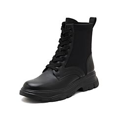 思加图2021冬季新款时尚休闲马丁靴厚底侧拉链靴子女皮靴9W319DD1