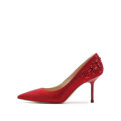 思加图2022秋季尖头浅口水钻细跟高跟婚鞋新款女鞋ED709CQ2