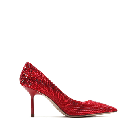 思加图2022秋季尖头浅口水钻细跟高跟婚鞋新款女鞋ED709CQ2