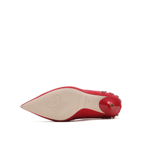 思加图2022秋季尖头浅口水钻细跟高跟婚鞋新款女鞋ED709CQ2