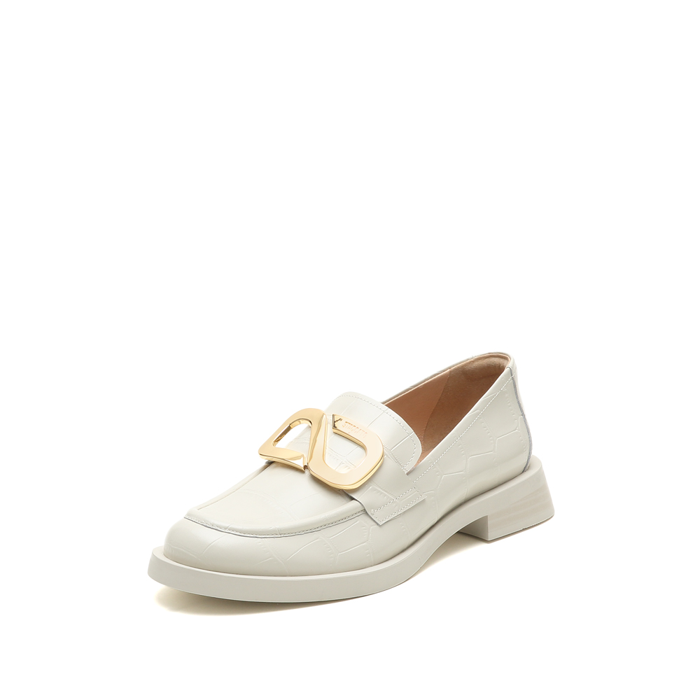 思加图2022秋季新款英伦风一脚粗跟蹬乐福鞋女皮鞋9UL71CA2