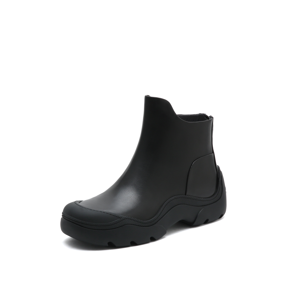 思加图2022冬季新款英伦风厚底低靴女皮靴子EFB10DD2