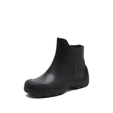 思加图2022冬季新款英伦风厚底低靴女皮靴子EFB10DD2