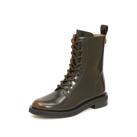 思加图2022冬季新款时尚马丁靴中筒靴女皮靴EFF14DZ2