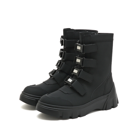 思加图2022冬季新款甜酷厚底马丁靴中筒靴女皮靴EEV22DZ2