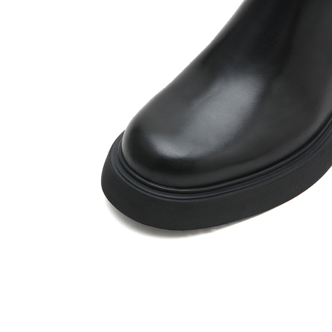 思加图2022冬季新款切尔西靴厚底烟筒靴中筒靴女皮靴EFV04DZ2