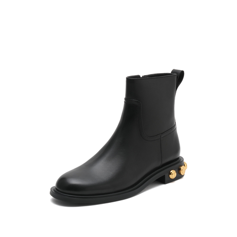 思加图2022冬季新款短靴时装靴甜酷粗跟女皮靴子EFD03DD2