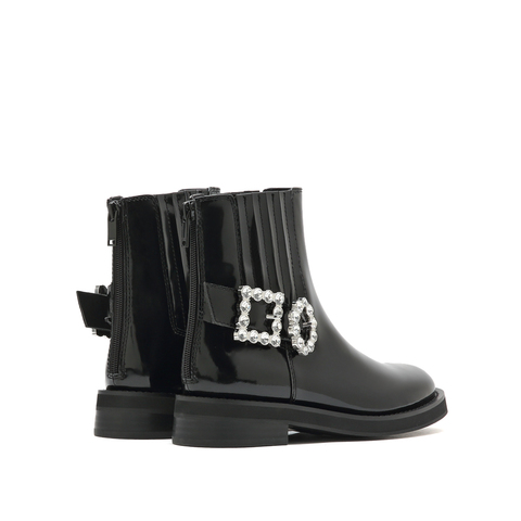 思加图2022冬季新款时尚水钻切尔西靴短靴低跟女皮靴EFF09DZ2