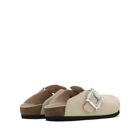 思加图2022秋季新款大圆头平底鞋后空凉鞋女皮鞋K2313CH2