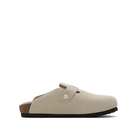 思加图2022秋季新款大圆头平底鞋后空凉鞋女皮鞋K2313CH2