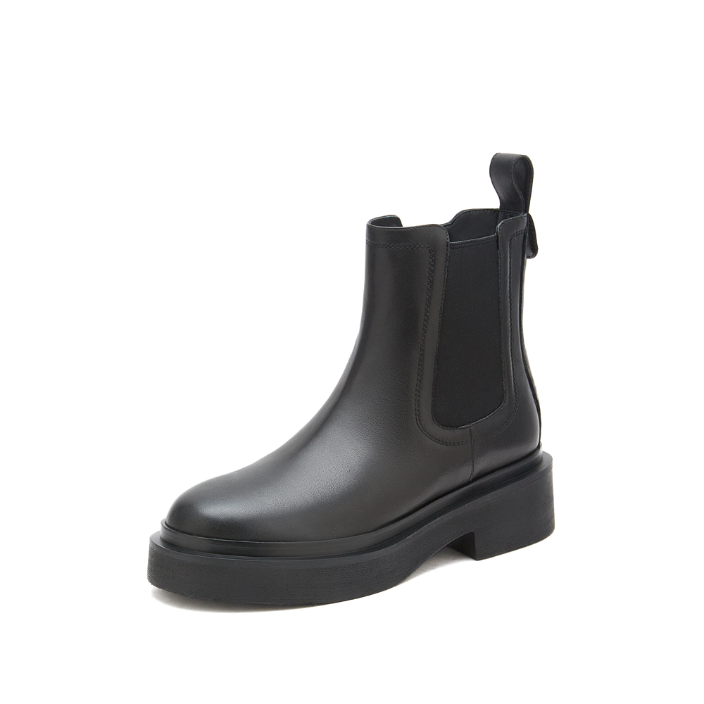 思加图2022冬季新款时尚切尔西靴短靴女皮靴T6906DD2