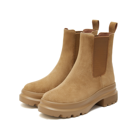 思加图2022冬季新款大黄靴切尔西靴烟筒靴时尚短靴女靴EF310DD2