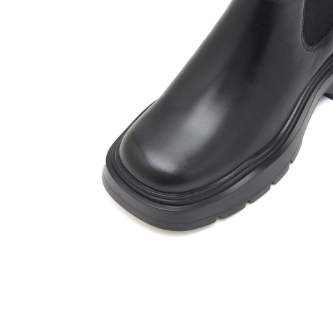 思加图2022冬季新款英伦风切尔西靴烟筒靴厚底短靴女皮靴J2851DD2