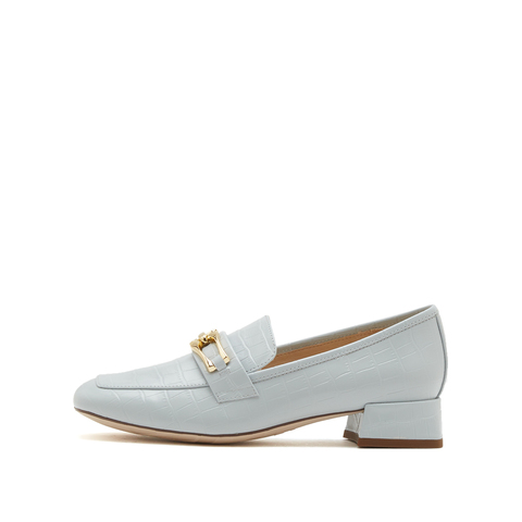 思加图2023春季新款英伦风乐福鞋粗跟一脚蹬女皮鞋9SC96AA3