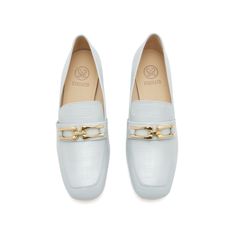 思加图2023春季新款英伦风乐福鞋粗跟一脚蹬女皮鞋9SC96AA3