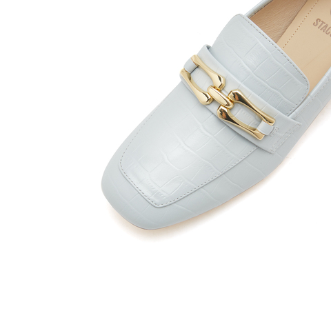 思加图2023春季新款英伦风乐福鞋粗跟一脚蹬女皮鞋9SC96AA3