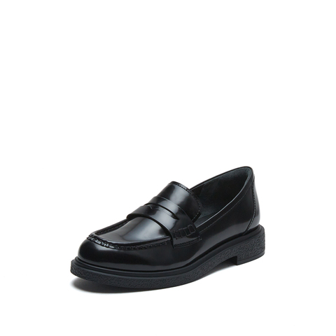 思加图2023春季新款英伦风乐福鞋一脚蹬便士鞋女皮鞋子9UL89AA3