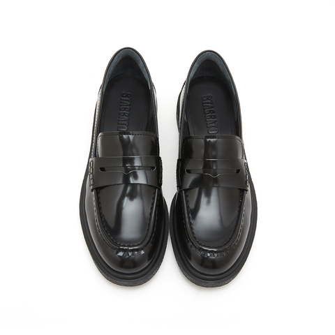 思加图2023春季新款英伦风乐福鞋一脚蹬便士鞋女皮鞋子9UL89AA3