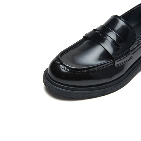 思加图2023春季新款英伦风乐福鞋一脚蹬便士鞋女皮鞋子9UL89AA3