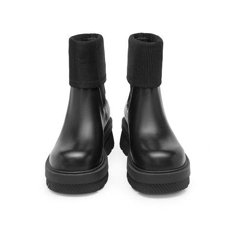 思加图2023冬季新款复古弹力靴袜靴保暖中靴厚底增高女靴子S9936DZ3