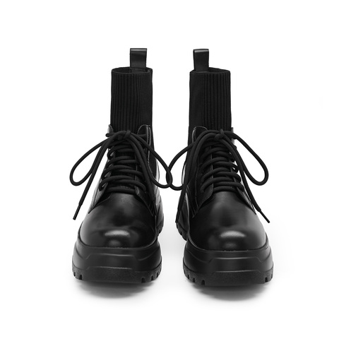 思加图2023冬季新款英伦风奶油鞋弹力靴袜靴瘦瘦靴厚底短靴女靴X7301DD3