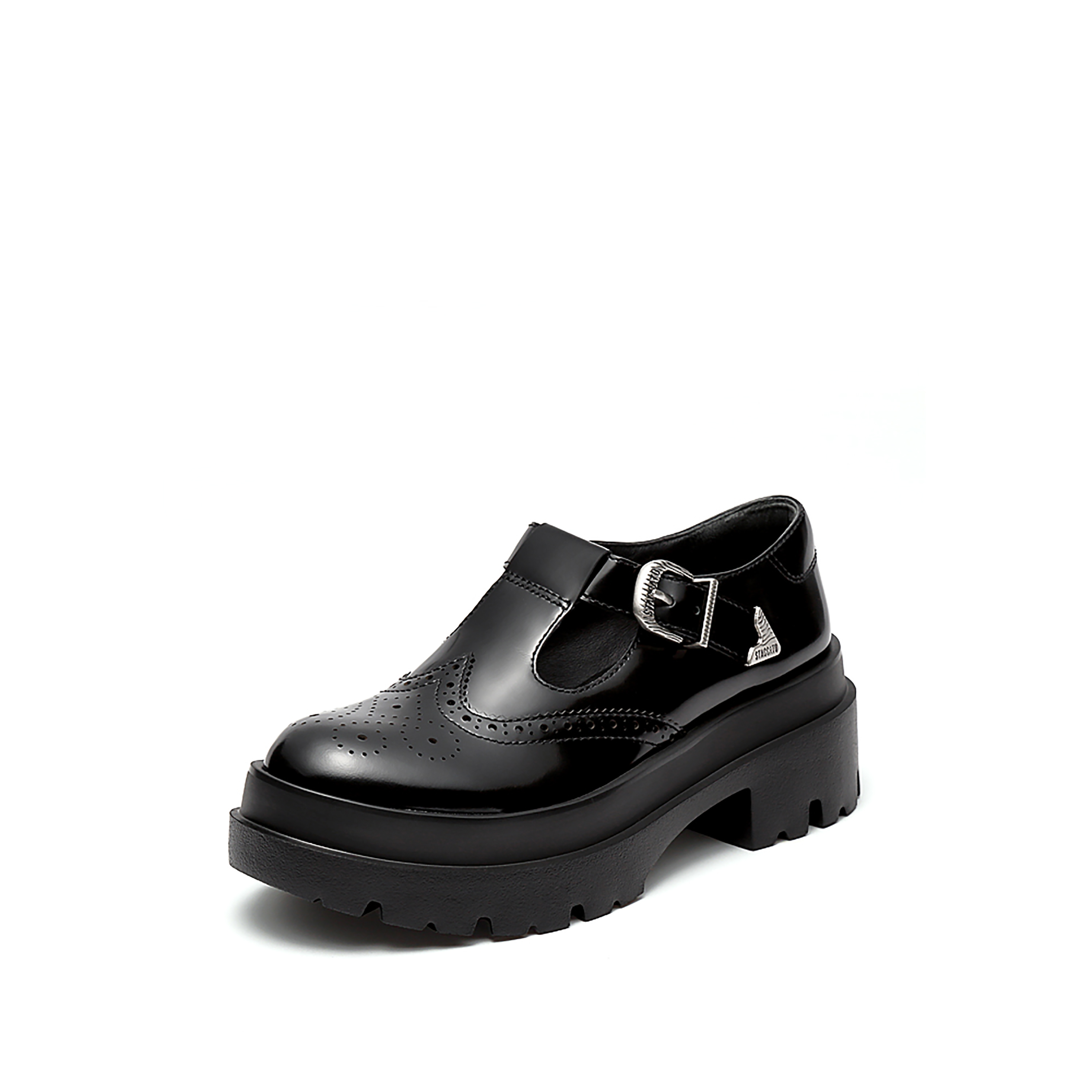 思加图2023秋季新款复古玛丽珍鞋厚底黑色jk小皮鞋女单鞋EOK02CA3