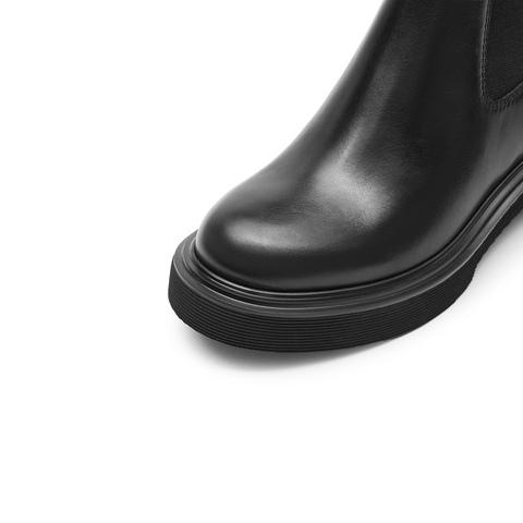思加图2023冬季新款英伦风切尔西靴烟筒靴短靴粗跟女靴子EGB14DD3