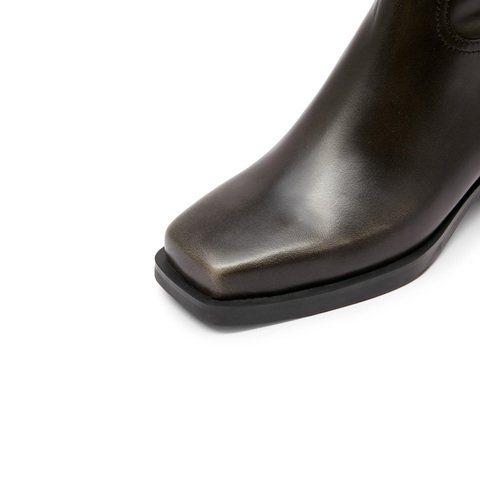 思加图2023冬季新款流浪波尔卡骑士靴长靴高筒靴粗跟女皮靴ETN01DC3