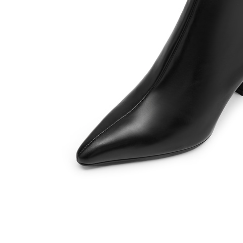 思加图2023冬季新款气质中靴时装靴酒杯跟通勤靴子女皮靴EQP03DZ3