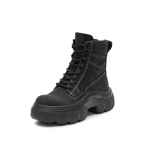 思加图2023冬季新款复古工装靴马丁靴短靴厚底时装靴女靴ESF07DD3