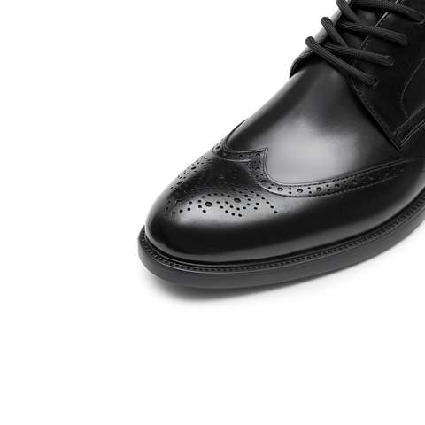 思加图2024春季新款英伦铠甲牛津鞋布洛克鞋休闲皮鞋黑色男鞋A7388AM4
