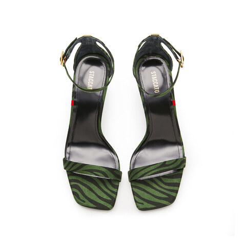 思加图2024夏季新款绿野仙踪一字带凉鞋粗跟高跟鞋黑色女凉鞋子EWA01BY4