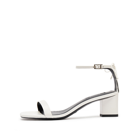 思加图2024夏季新款Diva粗跟鞋优雅一字带凉鞋方头女凉鞋EG001BL4