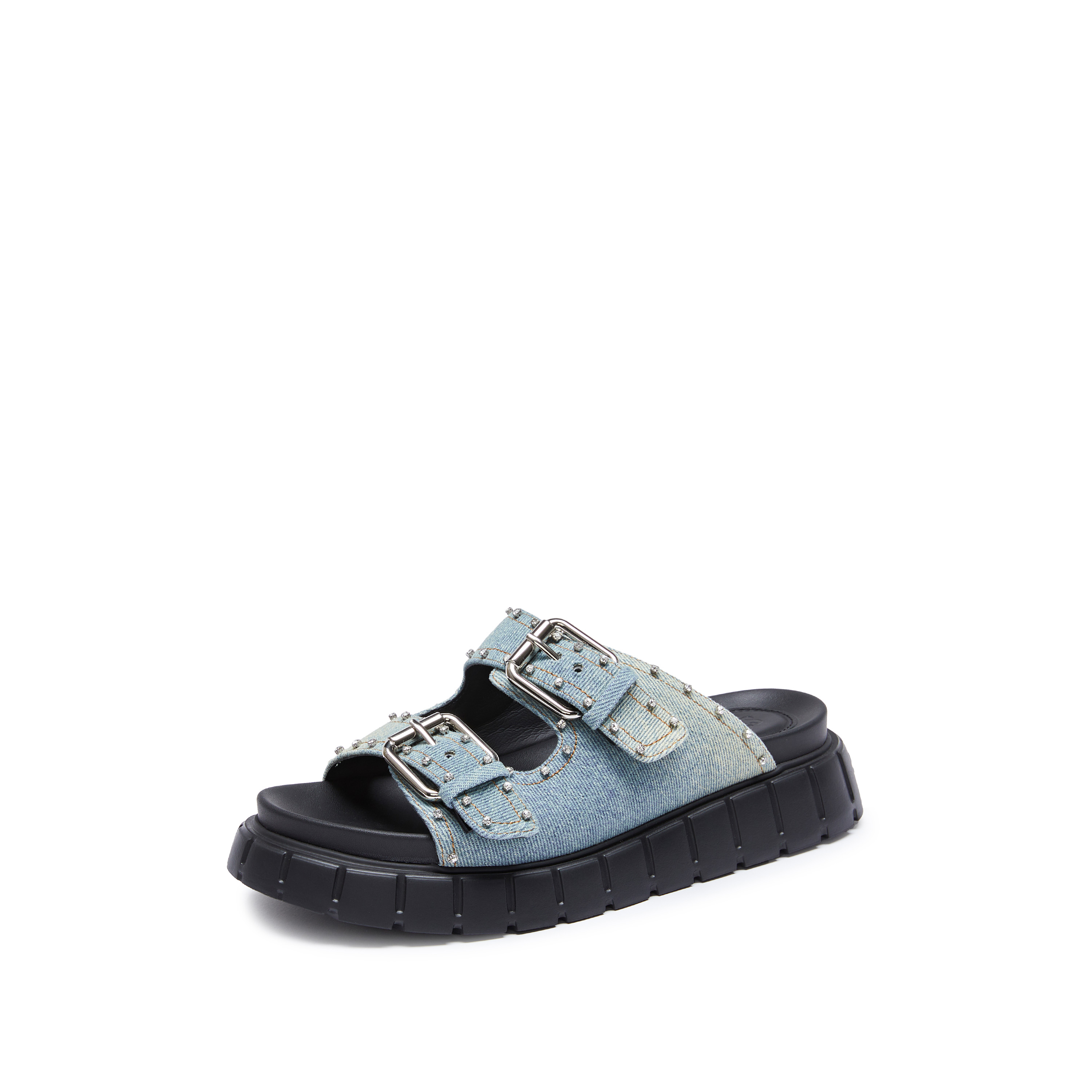 思加图2024夏季新款流浪牛仔勃肯拖鞋厚底凉拖鞋外穿女拖鞋EJO08BT4