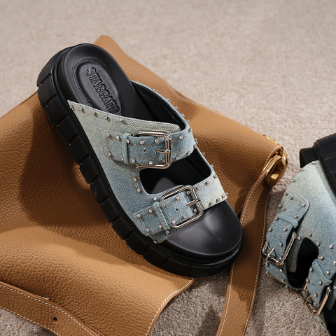 思加图2024夏季新款流浪牛仔勃肯拖鞋厚底凉拖鞋外穿女拖鞋EJO08BT4