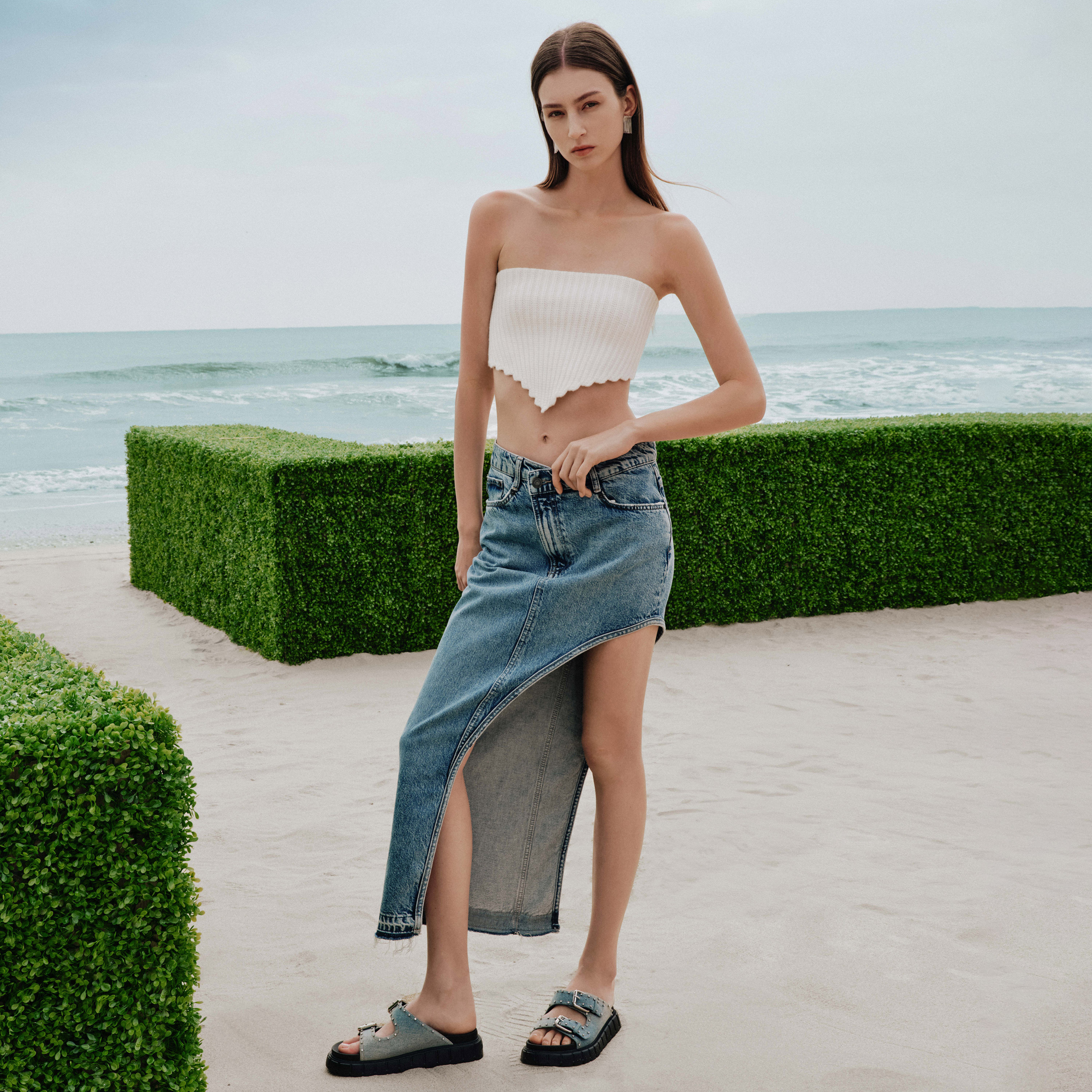 思加图2024夏季新款流浪牛仔勃肯拖鞋厚底凉拖鞋外穿女拖鞋EJO08BT4