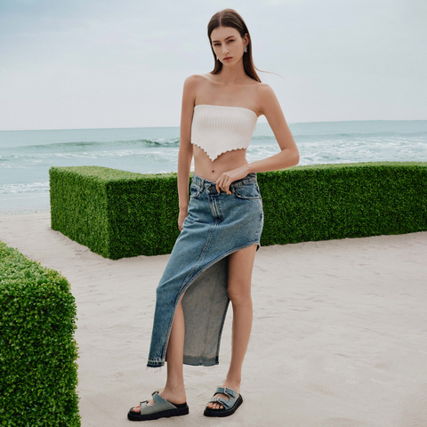 思加图2024夏季新款流浪牛仔勃肯拖鞋厚底凉拖鞋外穿女拖鞋EJO08BT4