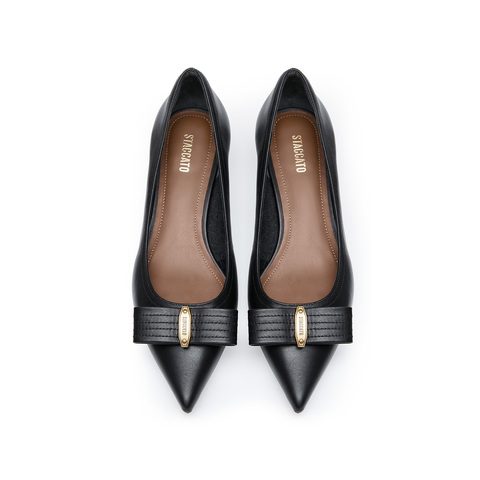 思加图2024秋季新款赫本奶油鞋尖头浅口鞋低跟单鞋女皮鞋9ER76CQ4