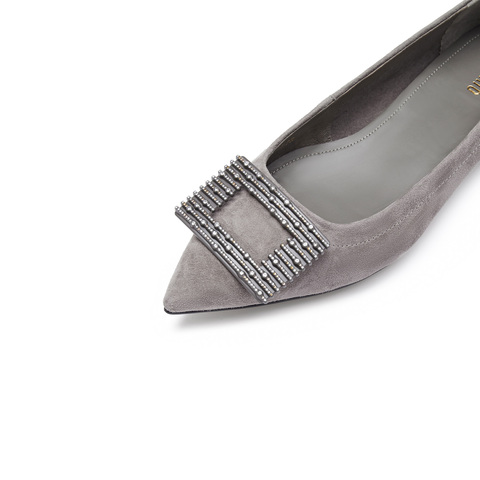 思加图2024秋季新款气质尖头单鞋平底鞋浅口鞋通勤女皮鞋9A948CQ4