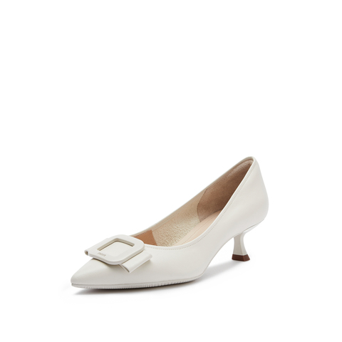 思加图2024秋季新款法式尖头高跟鞋酒杯跟单鞋通勤女皮鞋EGK20CQ4