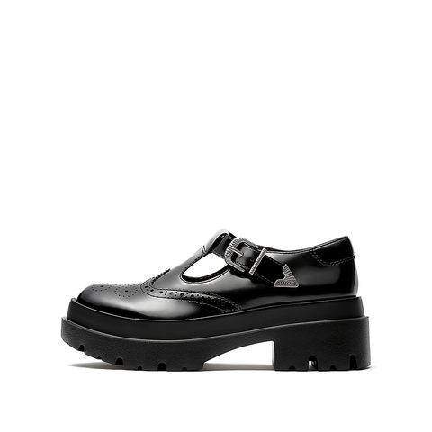 思加图2024秋季新款复古玛丽珍鞋厚底黑色jk小皮鞋女单鞋EOK02CA4