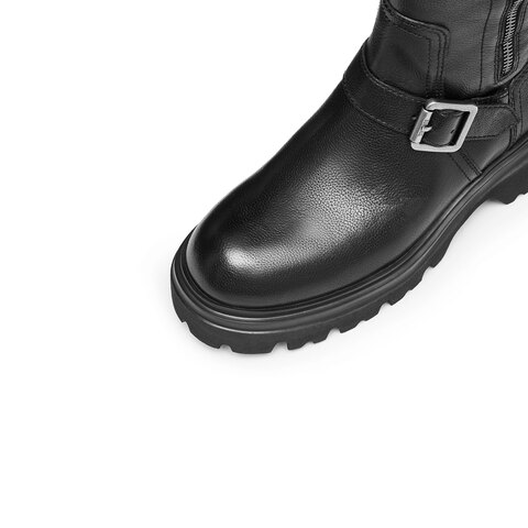 思加图2024冬季新款流浪者骑士靴机车靴长靴高筒靴厚底女靴EZP03DG4