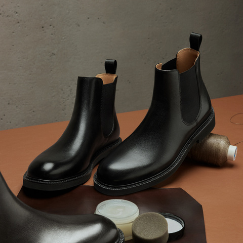 思加图2024冬季新款约克靴英伦风切尔西靴短靴低靴粗跟男靴子E1K09DD4