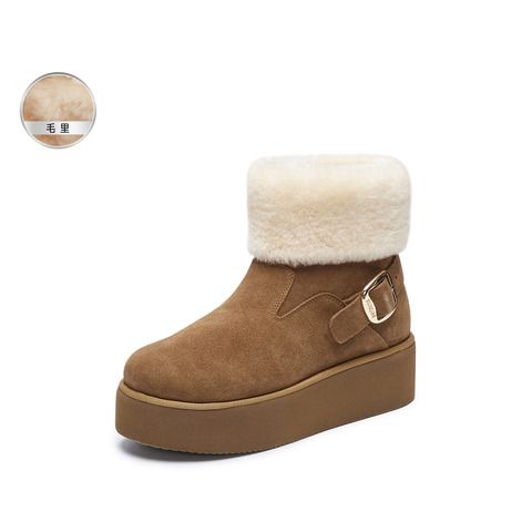 思加图2024冬季新款雪顶可可雪地靴保暖短靴厚底女时装靴EAM01DD4