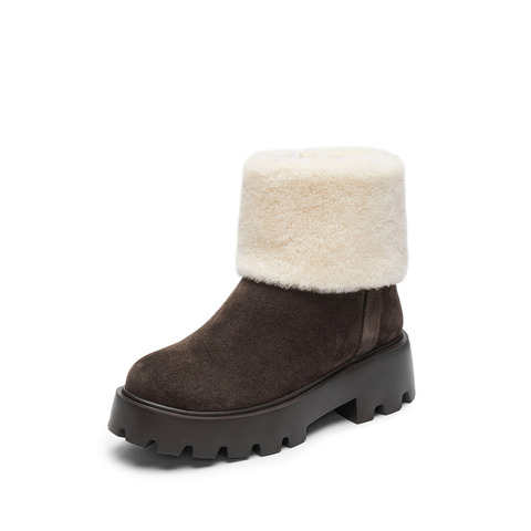 思加图2024冬季新款雪山乳酪雪地靴短靴保暖厚底女时装靴EGB43DD4